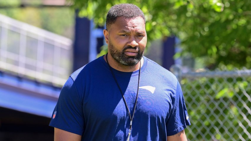 Jun 10, 2024; Foxborough, MA, USA;  New England Patriots head coach Jerod Mayo  walks to a press conference before minicamp at Gillette Stadium. Mandatory Credit: Eric Canha-USA TODAY Sports