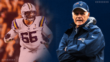 LSU offensive tackle Will Campbell and Patriots offensive line coach Dante Scarnecchia